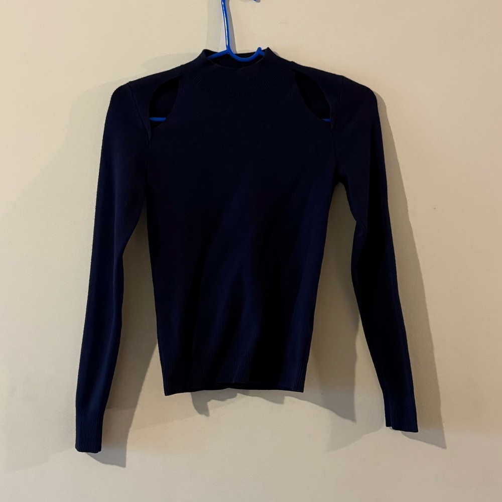 love bonito fitted navy blue cut out sweater